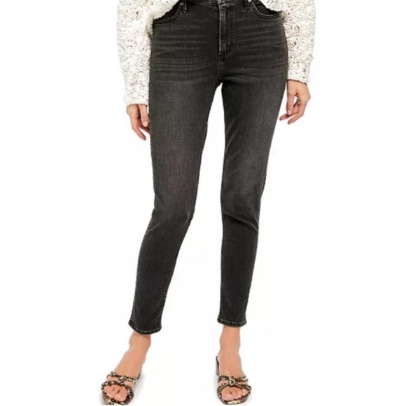 $5 $5 $5 Free People Black Wash High Waist Skinny Zip Fly Denim Jeans Sz 28 - Picture 1 of 5